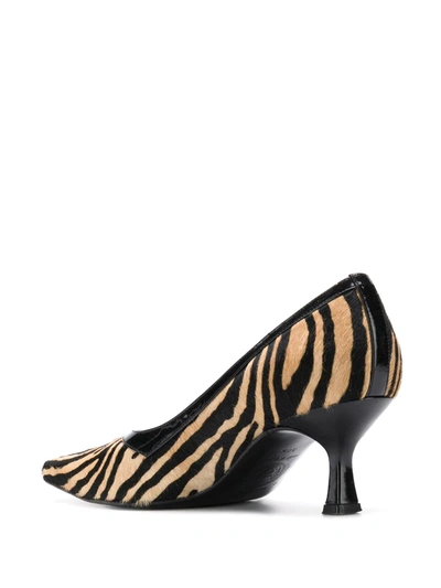 Pre-owned Versace 2000's Zebra Print Pumps In Neutrals