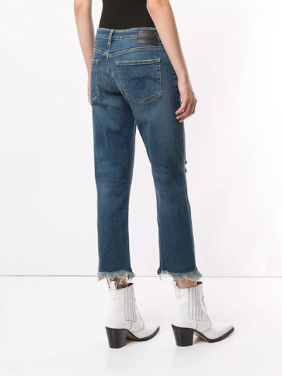 Shop R13 Straight Cut Distressed Jeans In Blue