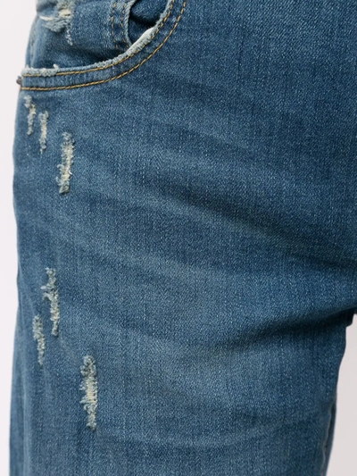 Shop R13 Straight Cut Distressed Jeans In Blue