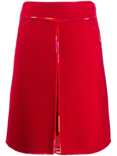 Pre-owned Fendi 2000's Silk Lining Midi Skirt In Red