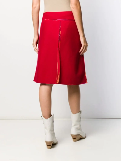 Pre-owned Fendi 2000's Silk Lining Midi Skirt In Red