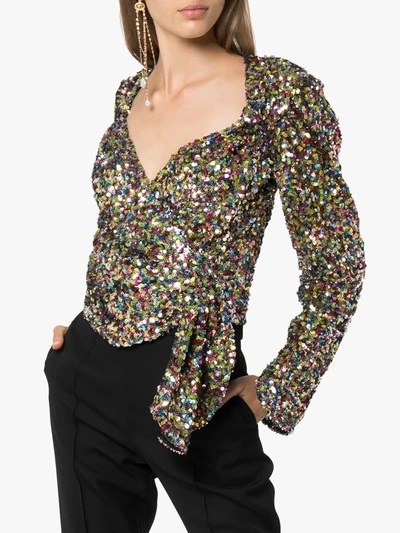 ATTICO WRAP SEQUIN TOP - 021 MULTICOLOURED