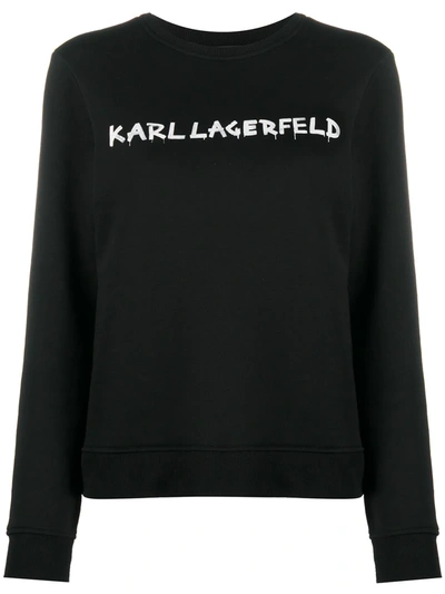 Shop Karl Lagerfeld Graffiti Logo Print Sweatshirt In Black