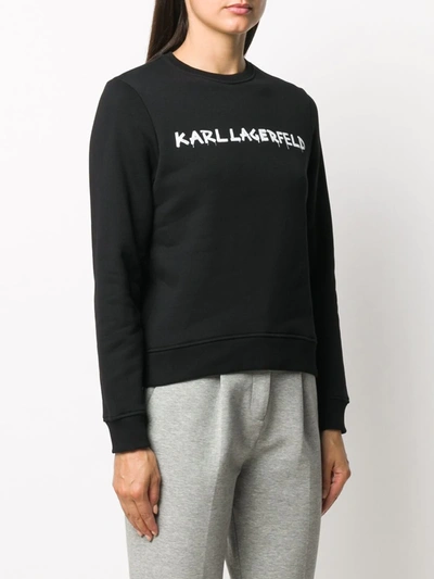 Shop Karl Lagerfeld Graffiti Logo Print Sweatshirt In Black