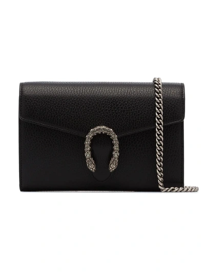 Gucci Black Mini Dionysus Wallet Chain Bag In Black
