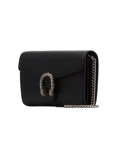 Shop Gucci Mini Dionysus Leather Clutch Bag In Black