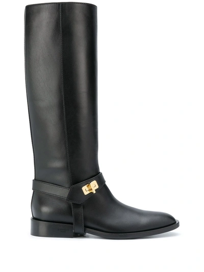 Shop Givenchy Calf Leather Riding Boots In Black