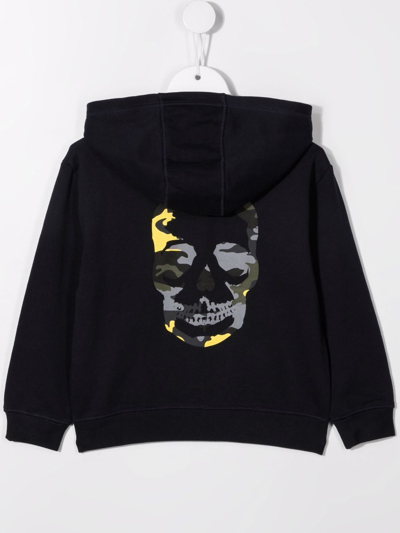 Zadig & Voltaire Skull-print Cotton Hoodie In Blue