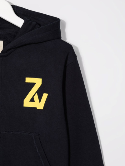 Zadig & Voltaire Skull-print Cotton Hoodie In Blue