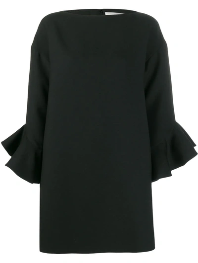 Shop Valentino Tulip Sleeve Shift Dress In Black