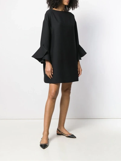 Shop Valentino Tulip Sleeve Shift Dress In Black