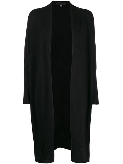 Shop Nili Lotan Knit Open Front Longline Cardigan In Black