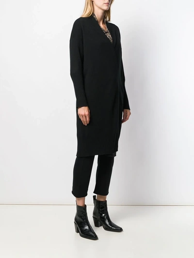 Shop Nili Lotan Knit Open Front Longline Cardigan In Black