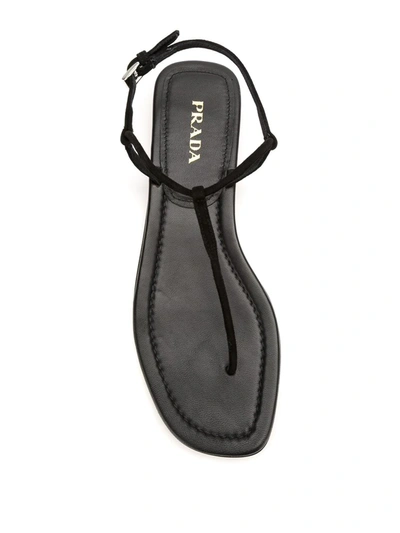 Shop Prada Thong Strap Sandals In Black