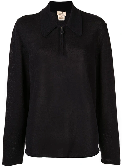 Pre-owned Hermes 1990s  Half-zip Jumper In Black