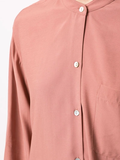 Vince Relaxed Band Collar Button-down Blouse In Pink