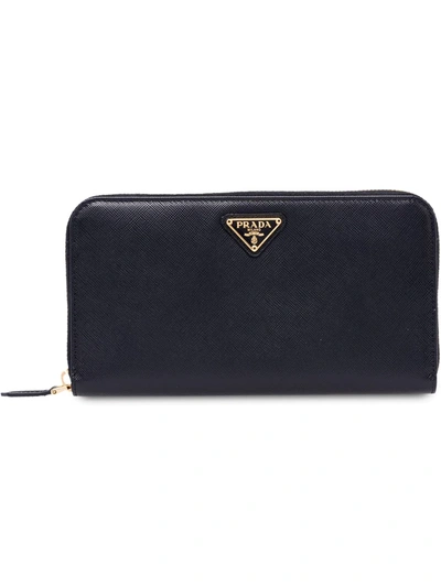 Shop Prada Large Zip-around Wallet In Black