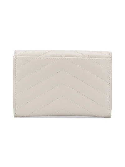 Shop Saint Laurent Small Monogram Envelope Wallet In Neutrals