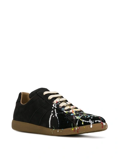 Shop Maison Margiela Paint Drop Replica Sneakers In Black