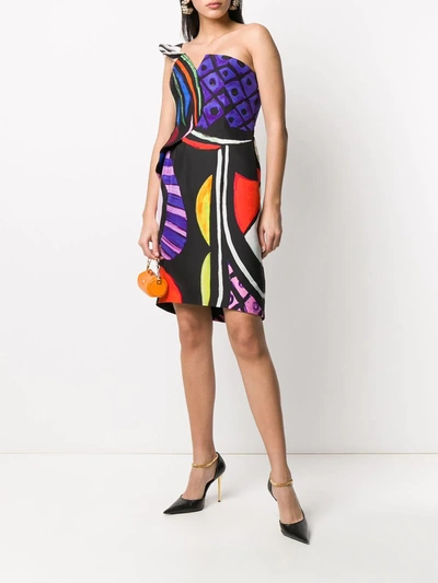 Shop Moschino Abstract Print Fitted Dress In Black