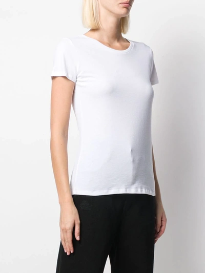 Shop Majestic Round Neck Slim-fit T-shirt In White