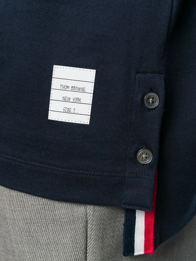 Thom Browne Mens Navy Ringer Brand-patch Stretch-wool T-shirt In Blue