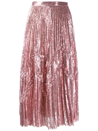 Marco De Vincenzo Sequins Midi Skirt In Pink