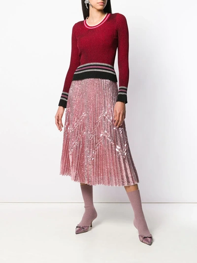 Shop Marco De Vincenzo Sequins Midi Skirt In Pink