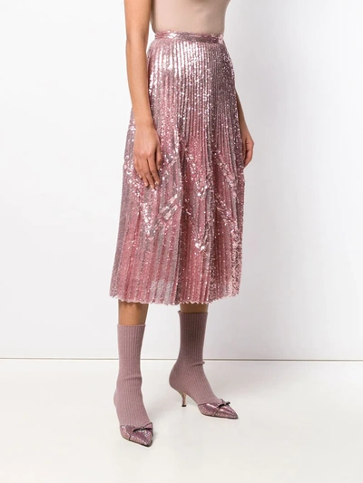 Shop Marco De Vincenzo Sequins Midi Skirt In Pink