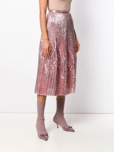 Marco De Vincenzo Sequins Midi Skirt In Pink