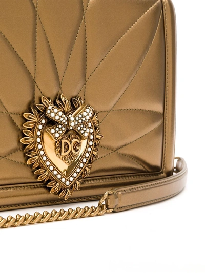 Shop Dolce & Gabbana Large Devotion Quilted Nappa-leather Shoulder Bag In Gold