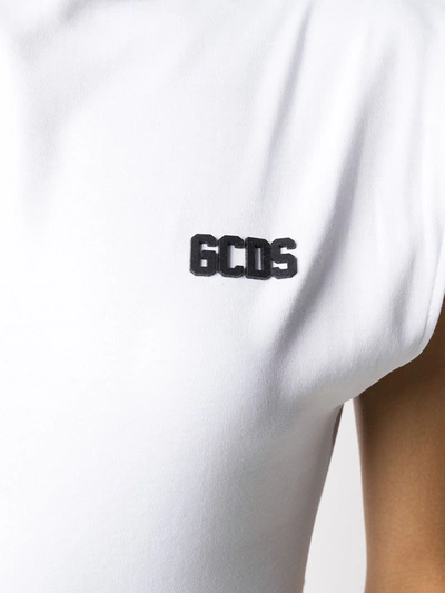 Shop Gcds Cap-sleeves Logo Bodysuit In White