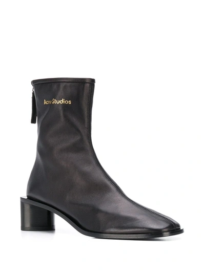 Shop Acne Studios Logo-print Leather Boots In Black