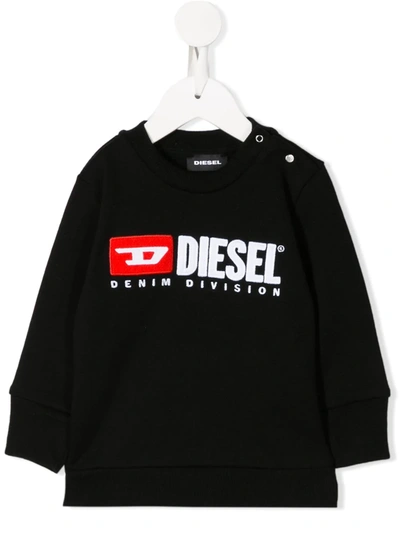 Diesel Long-sleeved Logo Print Jumper In Black