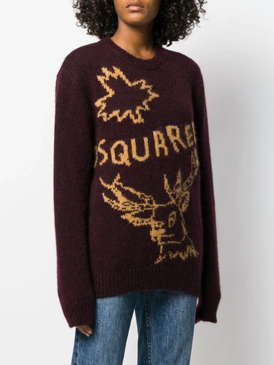 Shop Dsquared2 Logo Knit Jumper In Red