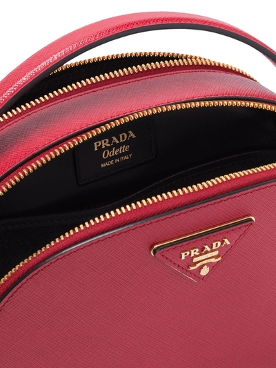 Shop Prada Odette Saffiano Leather Bag In Pink