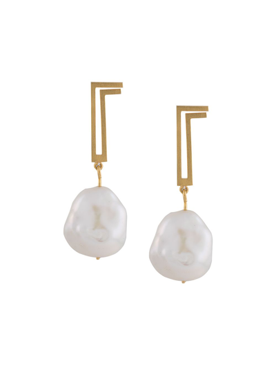 Shop Hsu Jewellery Unfinishing Line Earrings In Gold