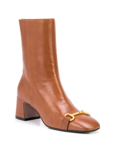 Shop Madison.maison Horsebit Leather Boots In Braun