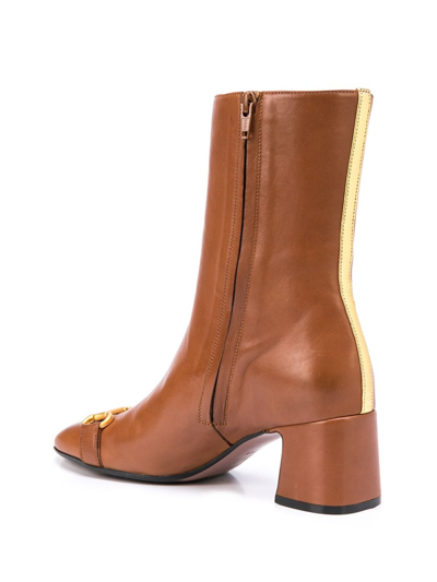 Shop Madison.maison Horsebit Leather Boots In Braun