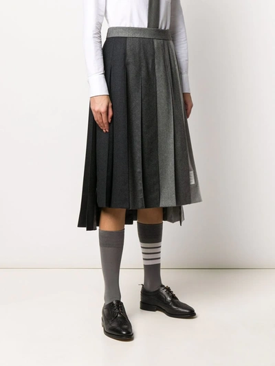 Shop Thom Browne Fun-mix Super 120s Pleated Skirt In Grey