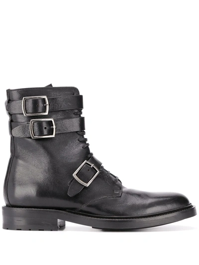 Shop Saint Laurent Army 20 Buckle Boots In Black