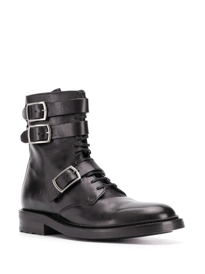 Shop Saint Laurent Army 20 Buckle Boots In Black