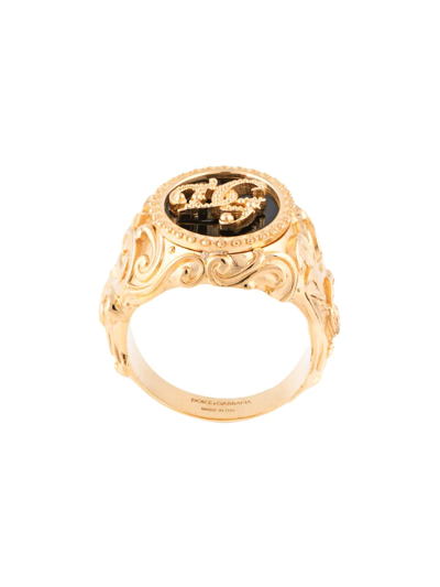 Shop Dolce & Gabbana Dg Signet Ring In Gold