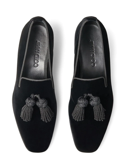 Shop Jimmy Choo Tasseled Foxley Loafers In Black