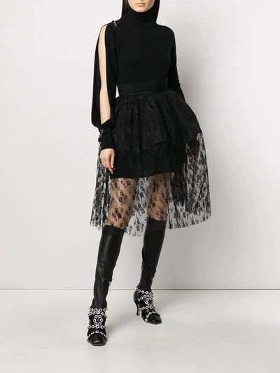 Shop Christopher Kane Lace Full Skirt In Black