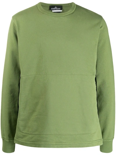 Shop Stone Island Shadow Project Panelled Crew Neck Sweatshirt In Green