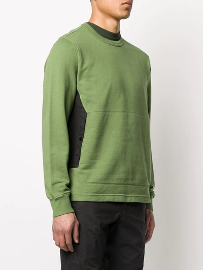 Shop Stone Island Shadow Project Panelled Crew Neck Sweatshirt In Green