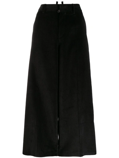 Shop Dsquared2 Cropped Corduroy Trousers In Black