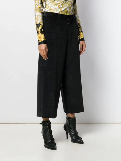 Shop Dsquared2 Cropped Corduroy Trousers In Black