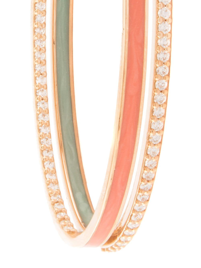 Alessa 18kt Rose Gold Diamond Spectrum Hoop Earrings In Pink